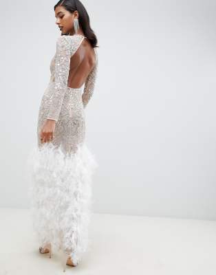 white maxi sequin dress