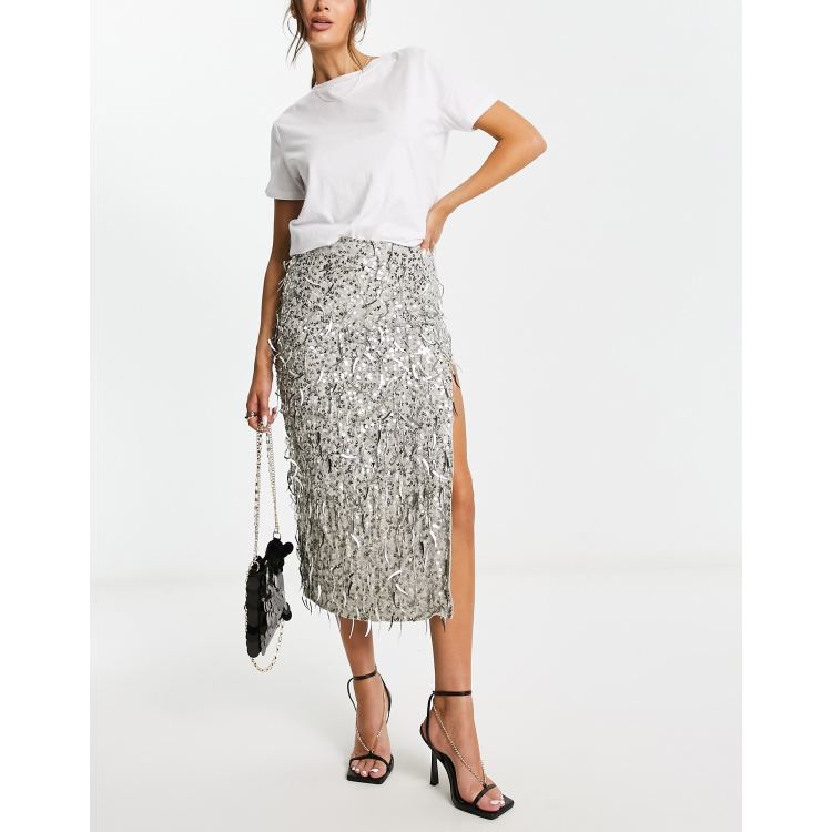 Silver 2025 embellished skirt