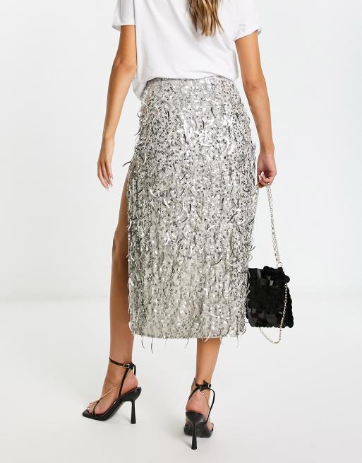 Silver Suki Sequin Skirt, WHISTLES