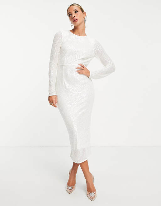 White sequin dress store midi