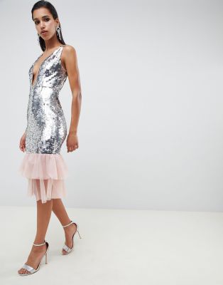 ASOS DESIGN Embellished Sequin Plunge 