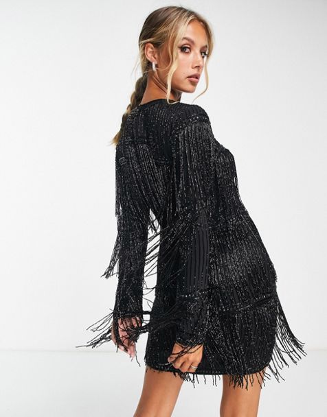 In The Style Tall exclusive sequin flare in black