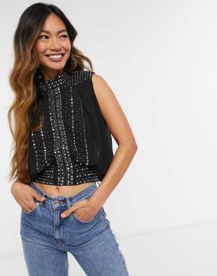 asos black sleeveless top