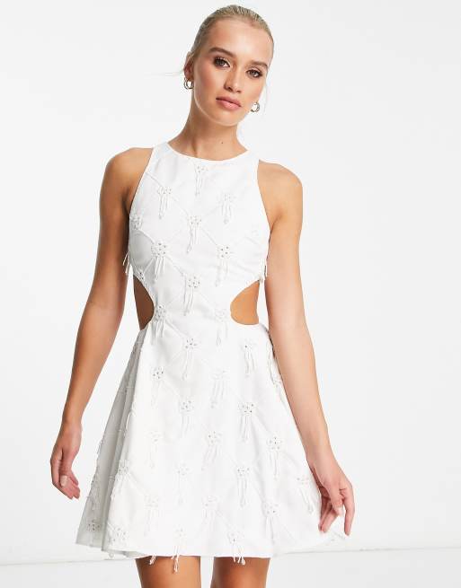 Asos white beaded outlet dress