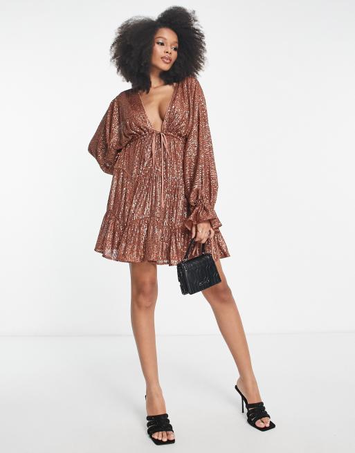 Asos rose gold dress sale