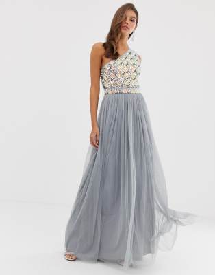 one shoulder embellished dress