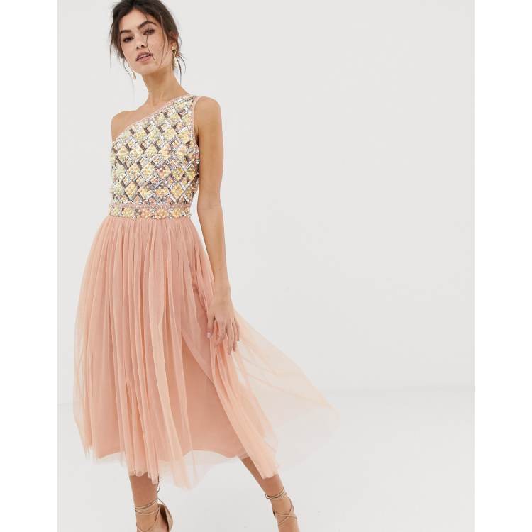 Asos design embellished open hot sale back tulle midi dress