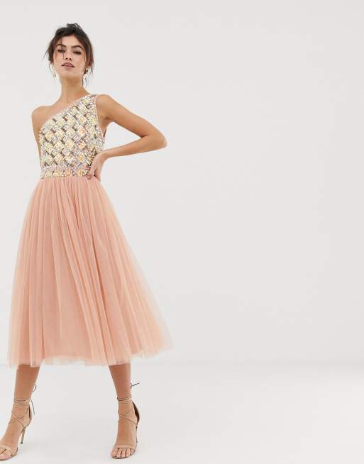 Embellished tulle shop midi dress