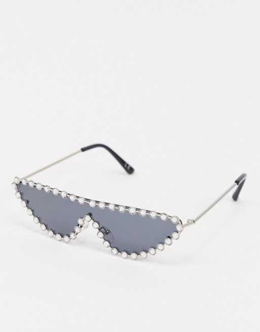 ASOS DESIGN embellished visor sunglasses