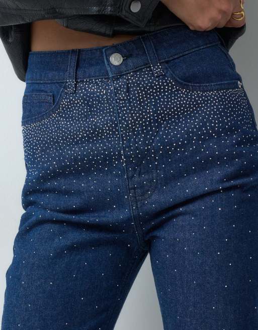 ASOS DESIGN embellished waistband jean in rinse wash, 4 of 5