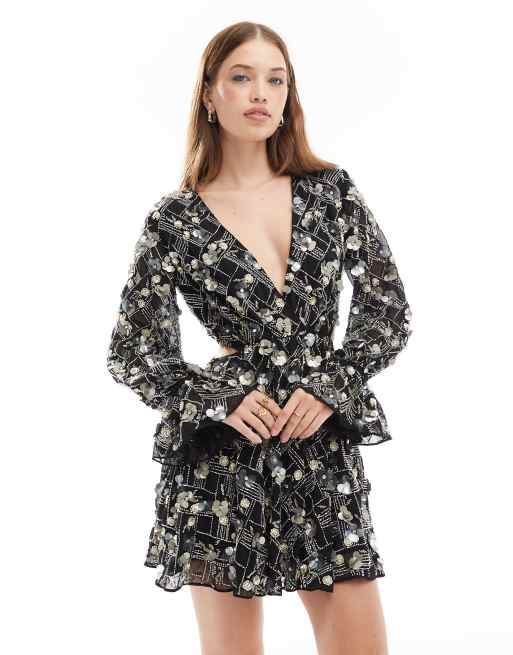 Asos design wrap front midi dress with cutout in floral print hotsell