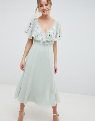 asos design flutter sleeve midi dress