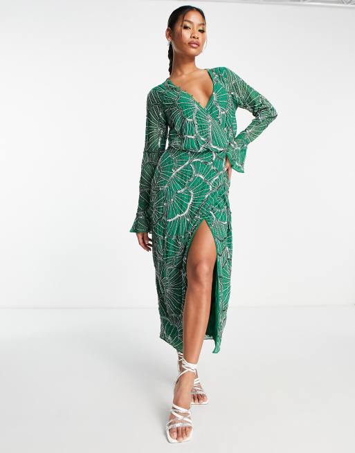 Asos green outlet wrap dress