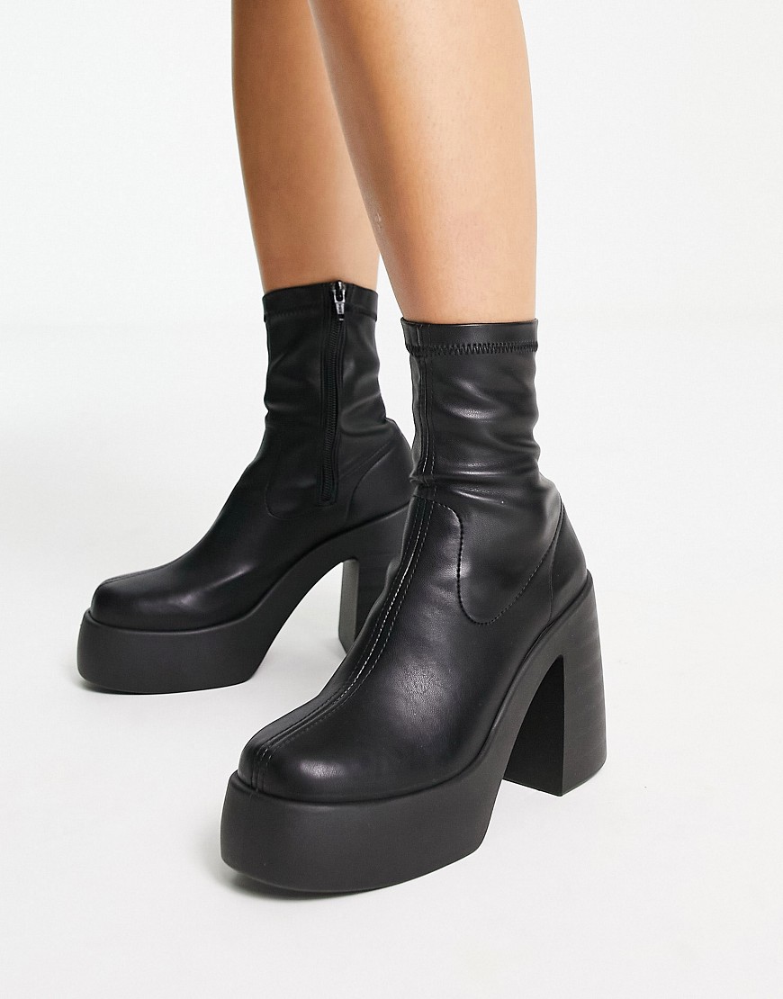 ASOS DESIGN Ember high heeled sock boots in black