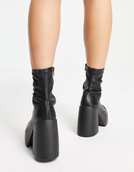 ASOS DESIGN Rocky leather chunky platform boots in black