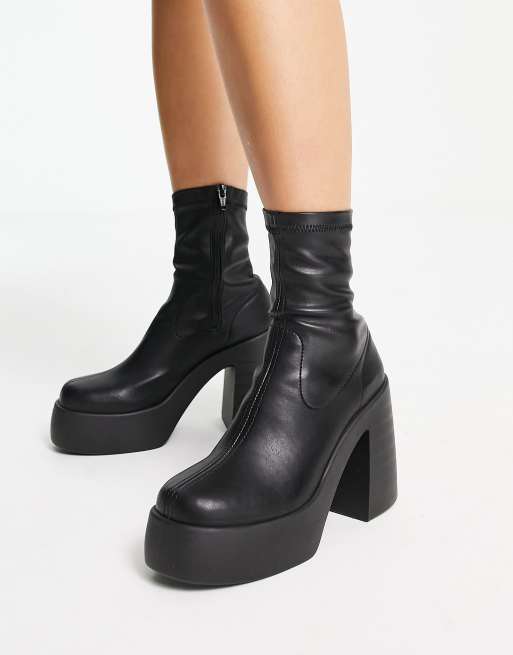 ASOS DESIGN - Ember - Stivaletti a calza con tacco alto neri