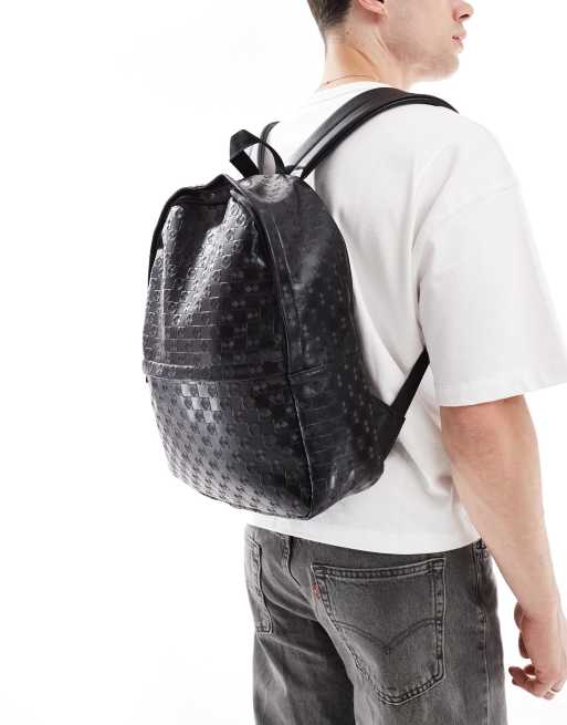  Black Croc-Embossed Backpack Fulton Black Crocskin Leather Backpack main image 3