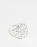 [ASOS DESIGN] ASOS DESIGN embossed coin signet ring in silver tone 2XL SILVER