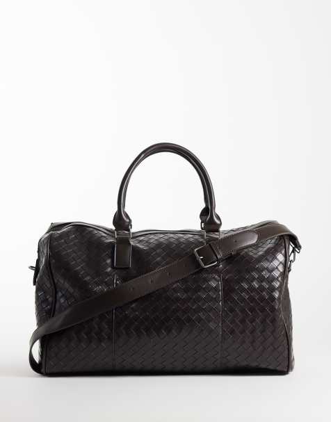 ASOS DESIGN embossed weave carryall bag in brown - view 1