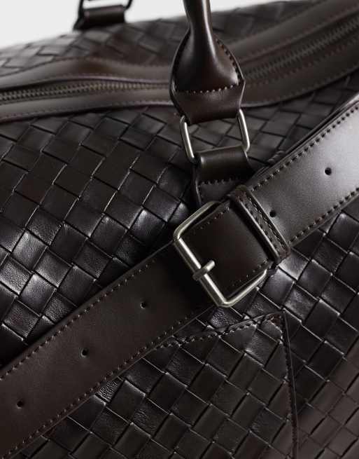 ASOS DESIGN embossed weave carryall bag in brown, 3 of 4