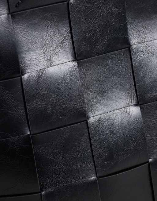 ASOS DESIGN embossed weave tote bag in black, 3 of 4