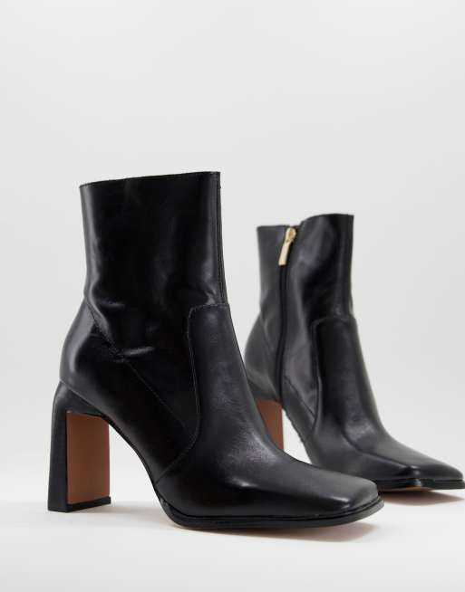 Square toe store high heel boots