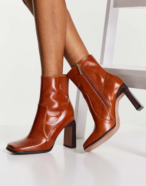 Tan high heel clearance boots