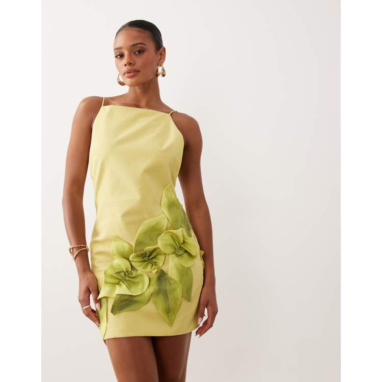 lime green shift dress ASOS Design - Mini Cami Dress - Women - Polyester - 8 US