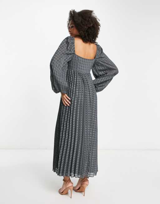 Asos grey best sale pleated dress