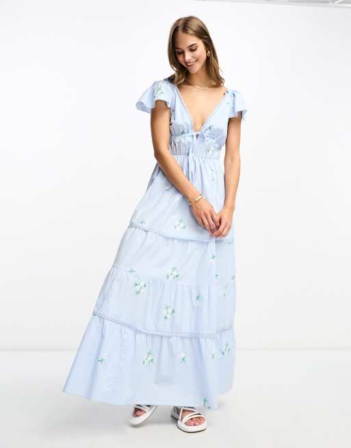 Sky blue cotton on sale dress