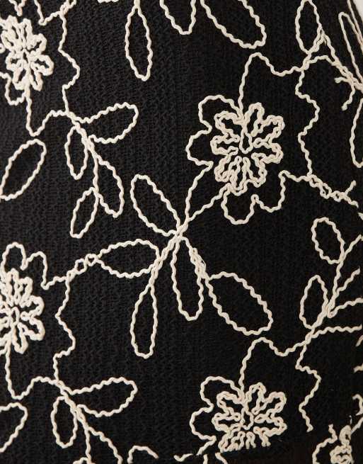 ASOS DESIGN embroidered crochet maxi skirt in mono (part of a set), 3 of 5