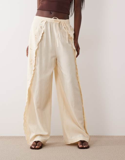 ASOS DESIGN embroidered cutwork beach pants, 2 of 5