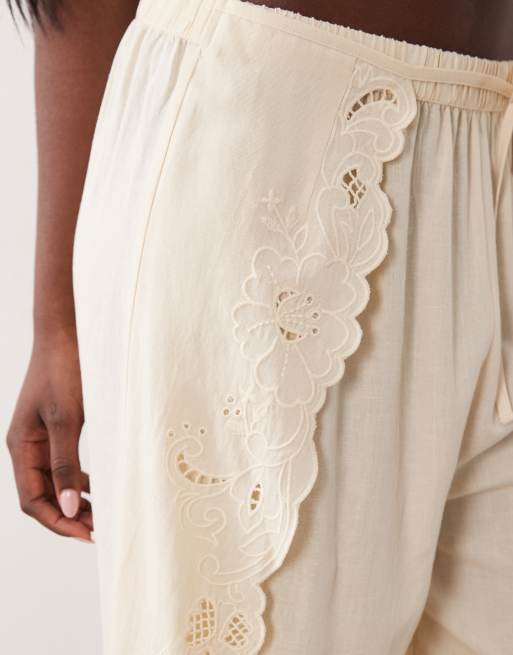 ASOS DESIGN embroidered cutwork beach pants, 4 of 5