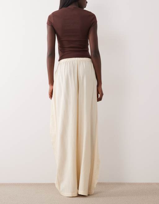 ASOS DESIGN embroidered cutwork beach trouser, 3 of 5