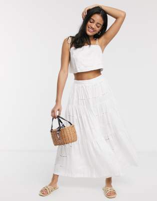 white co ord skirt and top