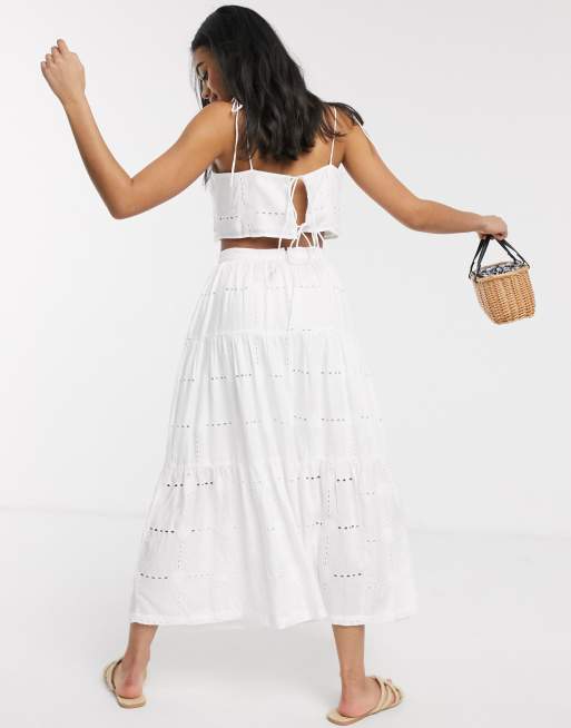 White flowy shop skirt midi