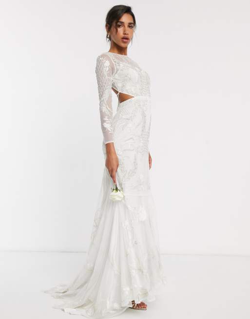 ASOS DESIGN embroidered embellished fishtail wedding dress