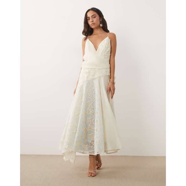 lipsy embroidered lace cami maxi dress Lipsy Lace Top High Neck Maxi Dress in Black