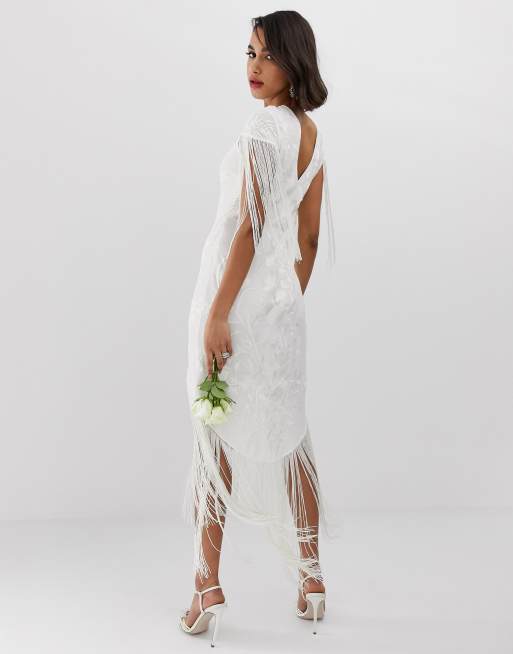 Asos fringe store wedding dress