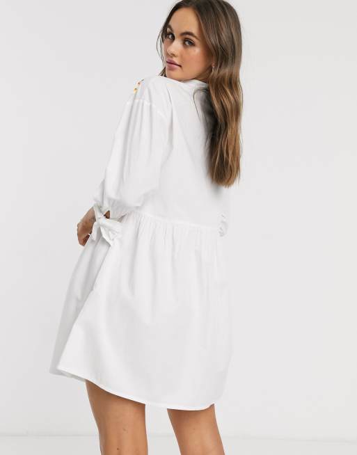 Asos white cheap button dress