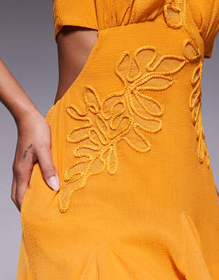 Asos Design Embroidered Halter Mini Dress With Godets