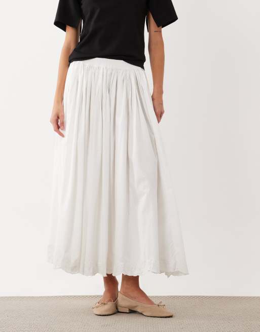 ASOS DESIGN embroidered hem midi skirt set in white, 2 of 5