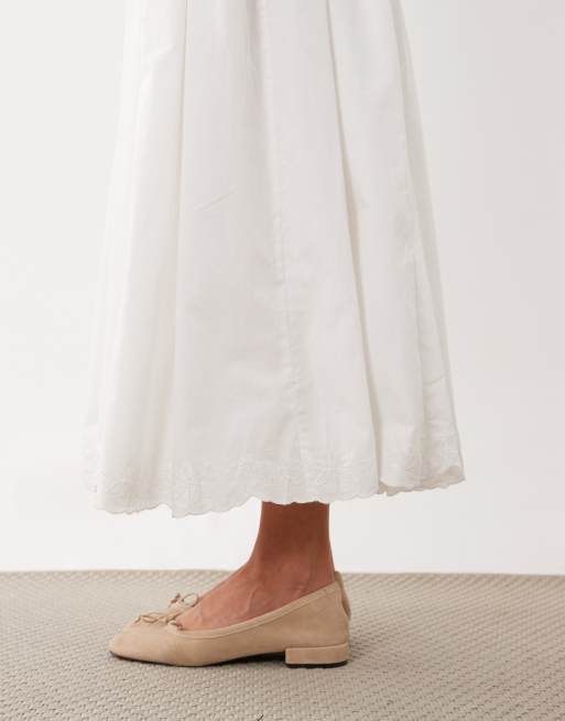 ASOS DESIGN embroidered hem midi skirt set in white, 4 of 5