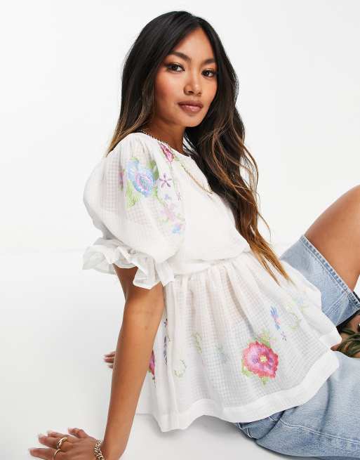 Embroidered store top asos