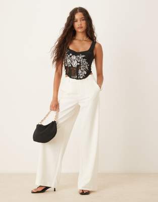 Asos Design Embroidered Lace Corset Top In Black