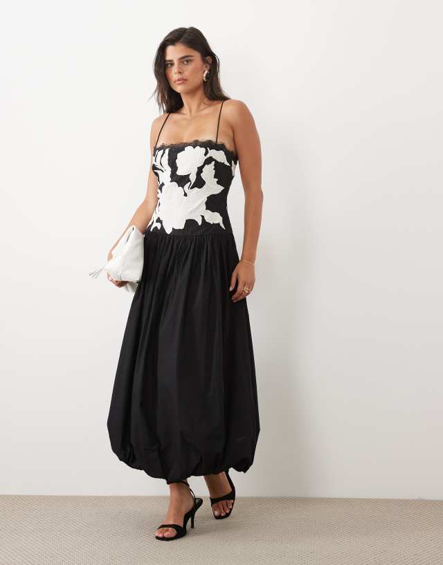 black bubble skirt dress ASOS DESIGN embroidered lace midaxi with in This strapless mini dress PT-Dress Happy Birthday Daddy Dress Style:R2433044-BY116-001
