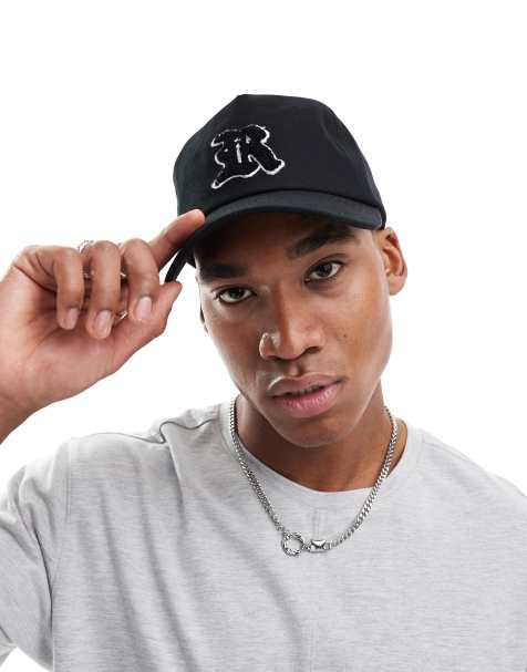 ASOS DESIGN embroidered letterman cap in black - view 1