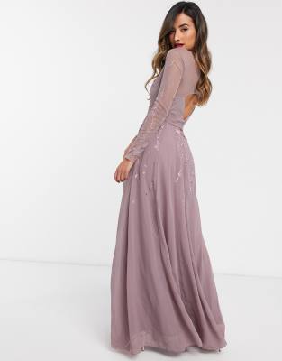 grey embroidered maxi dress