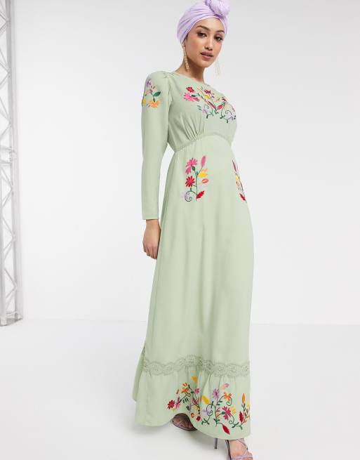 Long shop embroidered dress