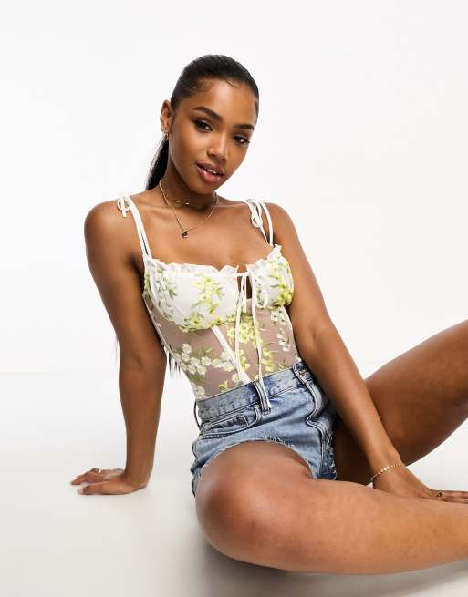 ASOS Embroidered Mesh bodysuit